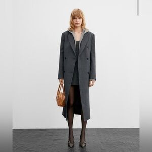 MANGO Wool Blend Tailored Coat, Dark Grey, Size S